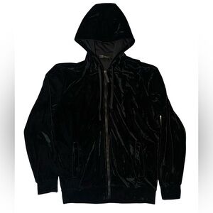 Versace Men’s Black Velvet Medusa Full Zip Hooded Sweater